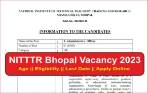 NITTTR Bhopal Vacancy 2023