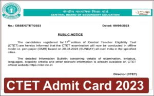 CTET Admit Card 2023